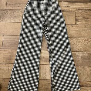 Free People Black and White Wide Gingham Leg Pants